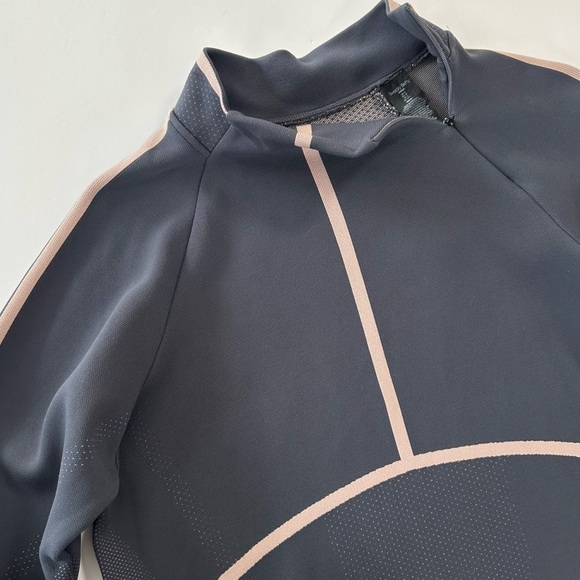 Sweaty Betty Womens Small Gray Pink Zip Mock Neck Pullover Baselayer Shirt - Picture 5 of 6